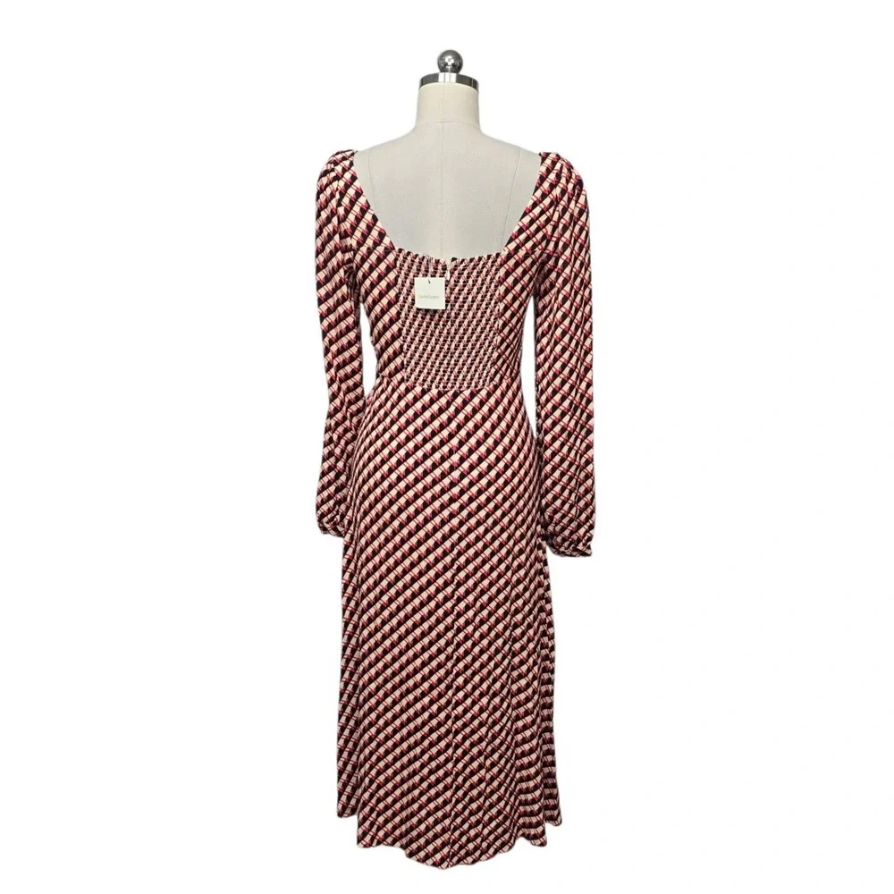 Favorite Daughter Vineyard Dress Retro Round Houndstooth Red Black FJG4VD4549